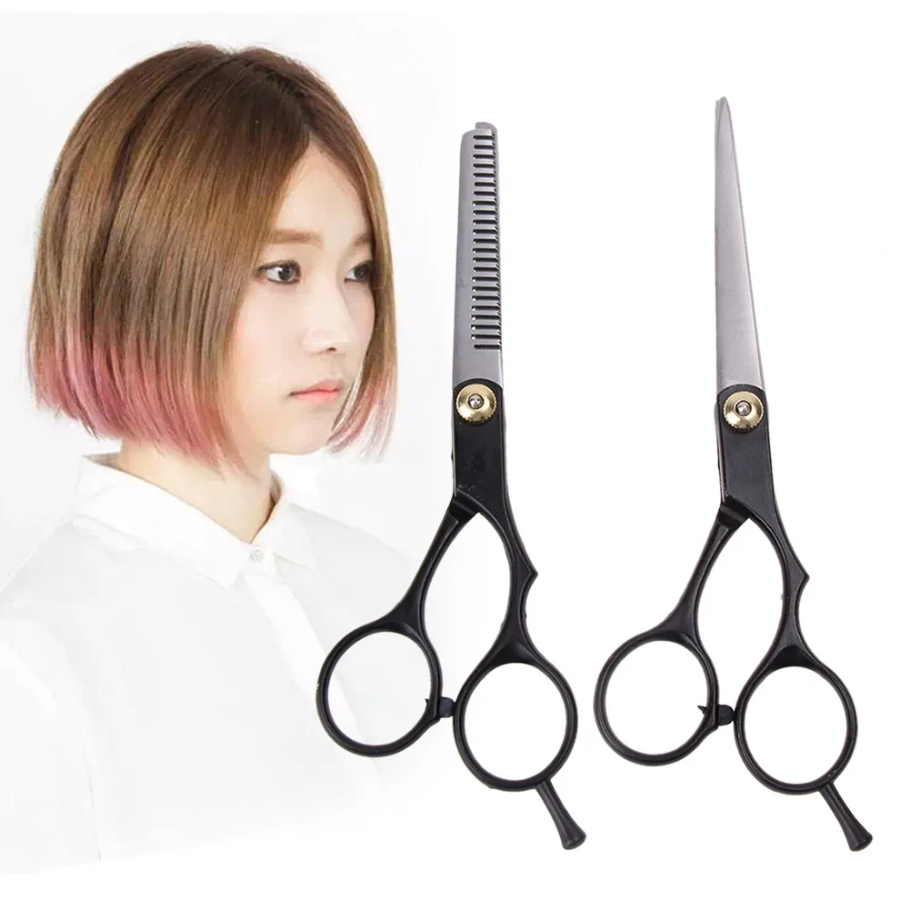 2pcs Stainless Steel Thinning Scissors And Flat Cutting Scissors Salon