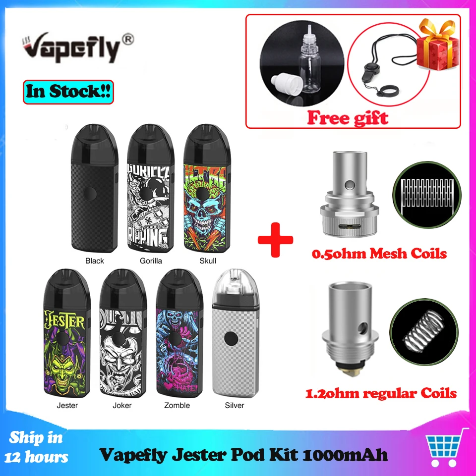 

Original Vapefly Jester Vape Pod Kit 1000mAh Battery 2ml Rebuildable Dripping Pod Mesh Coil Vape Pen Starter Kit vs IJOY AI EVO