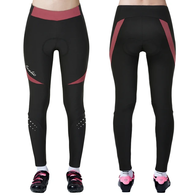 Santic Women Cycling Pants Winter Fleece Thermal 4D Padded MTB Bike Long  Leggings Reflective Bicycle Sports