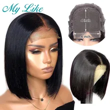 Bob Wig Short Human Hair Wigs Pre Plucked 4x4 Lace Closure Wig Brazilian Straight Closure Lace Wig for Women Bleached Knots Remy