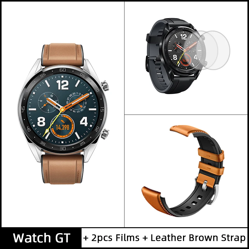 Global Verison HUAWEI Watch GT Smart WatchGT 5ATM водонепроницаемый 14 дней Срок службы батареи трекер сердечного ритма для Android iOS Скидка 600 руб. /. При заказе от 5500 руб. /Промокод: newyear600 - Цвет: Leather Brown2