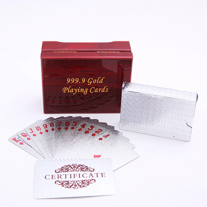 Подарочная деревянная коробка упаковка Черное золото игральные карты водонепроницаемые пластиковые покерные карты прочные креативные ПВХ карты игровые карты игральная коробка - Цвет: Wooden Box S-08