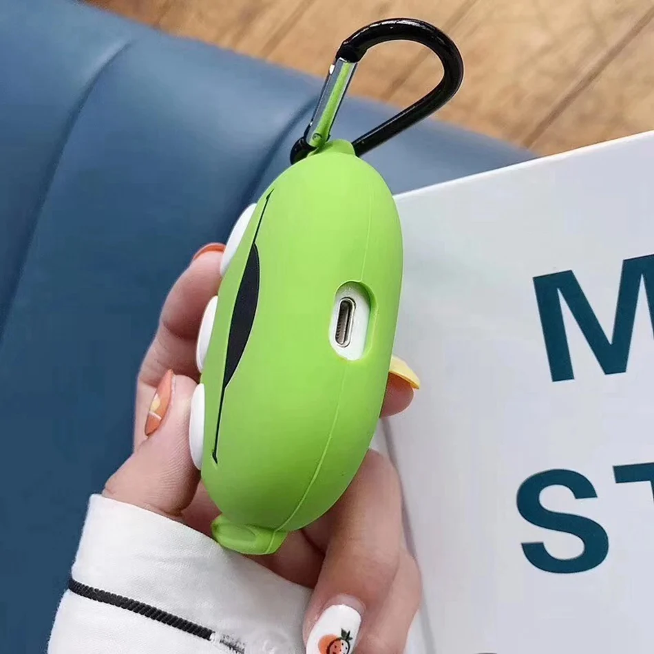 Милый чехол для AirPods 2, силиконовый чехол для наушников с изображением животных из мультфильмов для Apple Air Pods, чехол, аксессуары для чая с брелоком