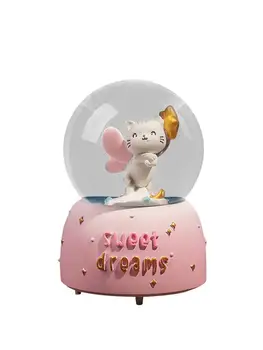 

Music Box Decoration Valentine's Day Gift Birthday Present Party Decoration Cat Pink Snow Lantern Crystal Ball Music Box