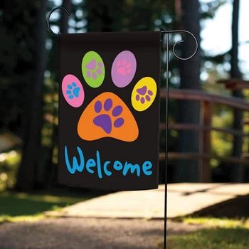 

Welcome Paws Black Decorative Pet Animal Dog Cat Double Sided Garden Flag