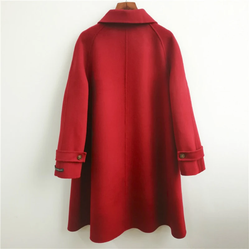 Winter New Fashion Casual Korean Plus Size Loose Double-breasted Long High End Wool Coat Women Warm Woolen Jacket