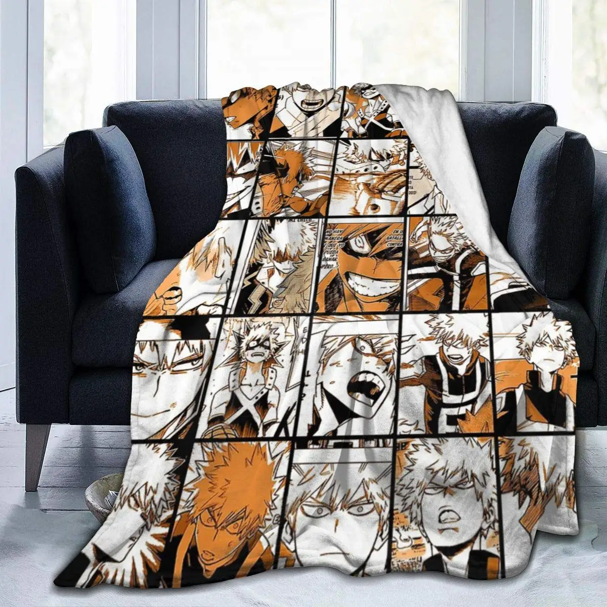 My Hero Academia Collage Anime Bakugo Katsuki Throw Blanket Fuzzy Warm Throws for Winter Bedding 3D Printing Soft Micro Fleece