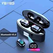 FBYEG TWS Bluetooth наушники спортивные беспроводные наушники стерео наушники Мини водонепроницаемый микрофон с зарядным устройством Bluetooth V5.0 блютуз наушники наушники проводные