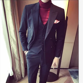 

Veiai Men Suit Custom Slim Fit Gray Groom Tuxedos Notch Lapel Best Man Suit Wedding Groomsman Bridegroom (Jacket+Pants+Vest)