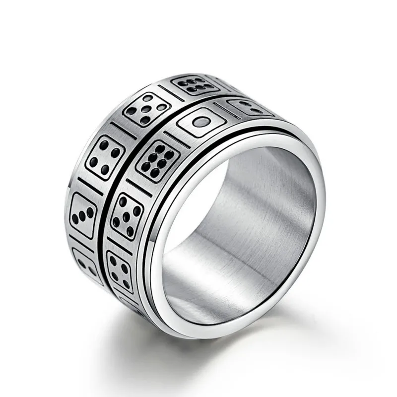 Мужские кольца-Спиннеры на удачу, титановая сталь, двойной круг, игральная кость, вращающееся кольцо, вечерние, для игр, реквизит, Anillo, Anel De Senhora