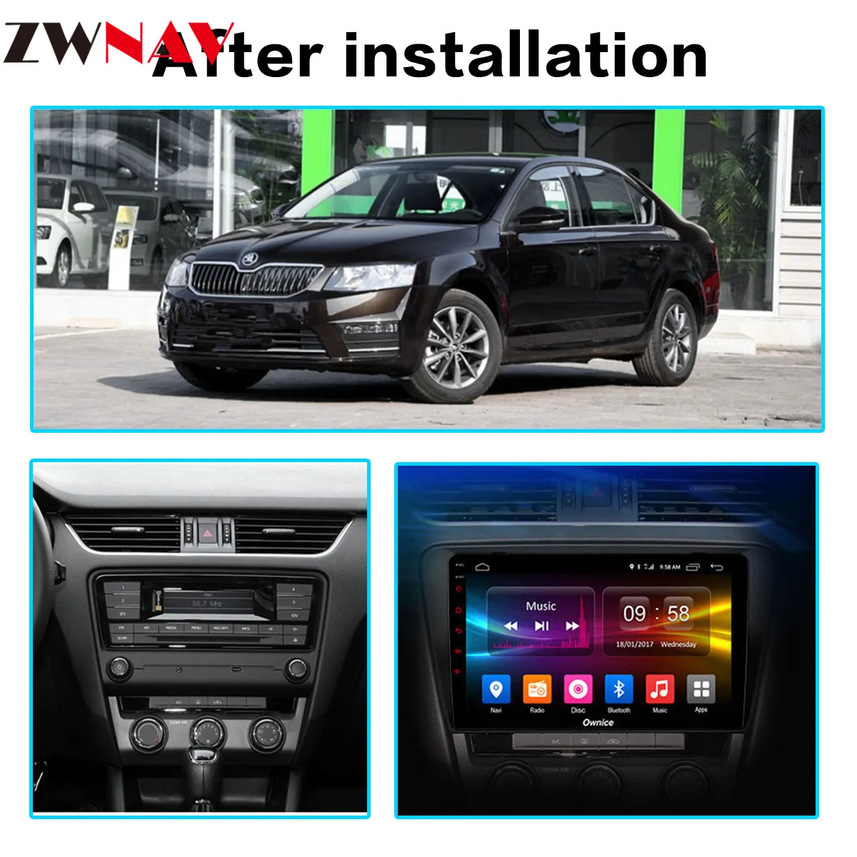 Discount Car Multimedia Player 1 Din DVD Automotivo Android 9.0 For Skoda/Octavia 2014-2019 GPS Octa Core RAM 4G ROM 32GB Radio head unit 1