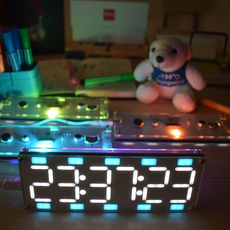 DIY большой экран 6 цифр двухцветный светодиодный набор часов сенсорное управление w температура/дата/неделя 72XF