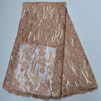 

Latest Style African French Tulle Mesh Lace Fabric High Quality French Voile Lace Fabric With Sequins For Nigerian Wedding Dress