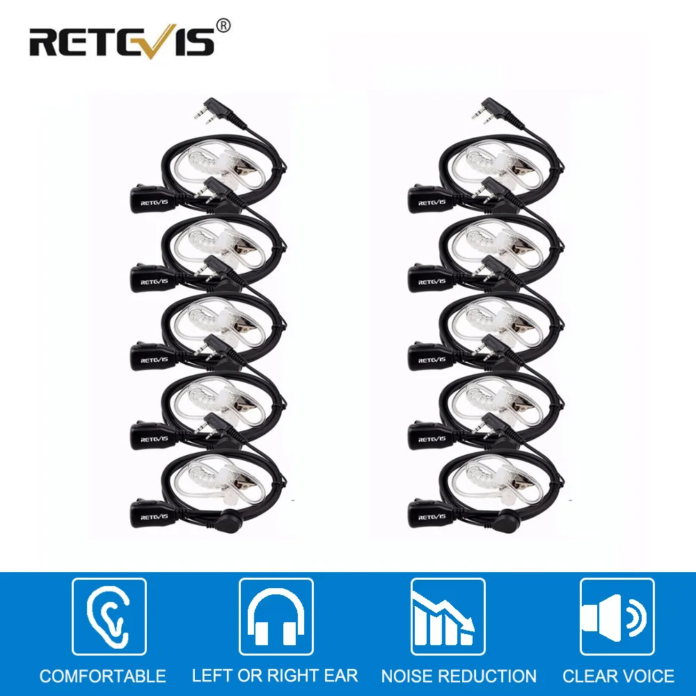 10pcs Retevis PTT MIC In ear Walkie Talkie Earpiece Headset for KENWOOD BAOFENG UV 5R BF 1 10pcs Retevis PTT MIC In ear Walkie Talkie Earpiece Headset for KENWOOD BAOFENG UV 5R BF 1