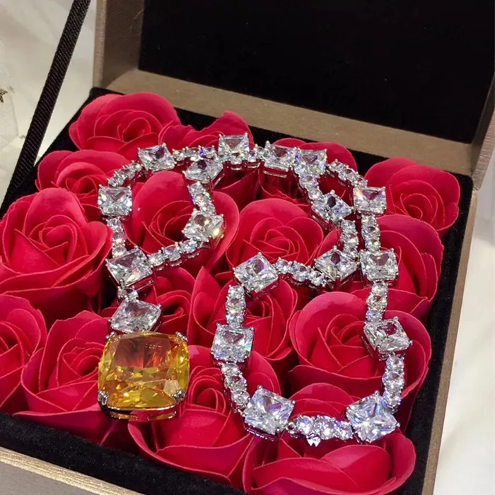 Designer Fashion 925 Silver Jewelry 3A Cubic Zirconia Party Necklace
