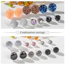 SHUANGR 12 пар/компл. с украшением в виде кристаллов Модный комплект серег Для женщин аксессуары и украшения для пирсинга серьги Bijouteria brincos