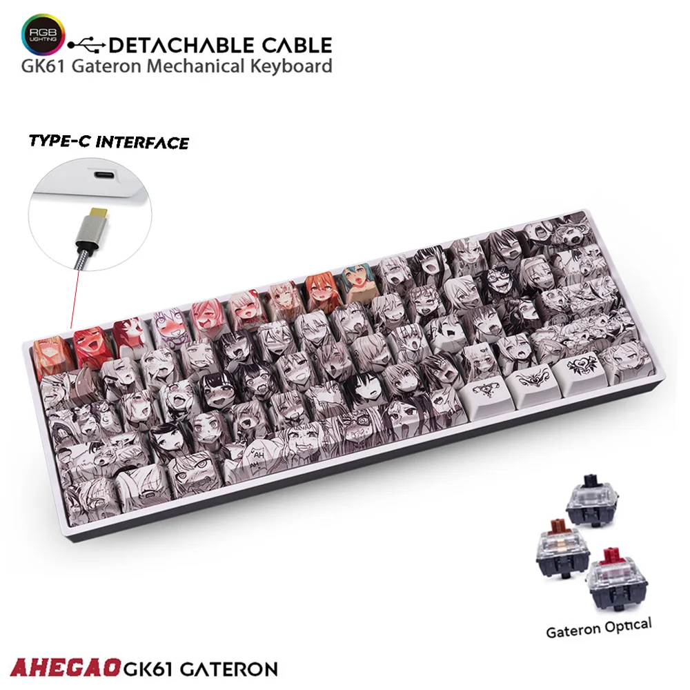 SK61 Ahegao краситель SUB Keycap Мини Портативный 60% механическая клавиатура Gateron