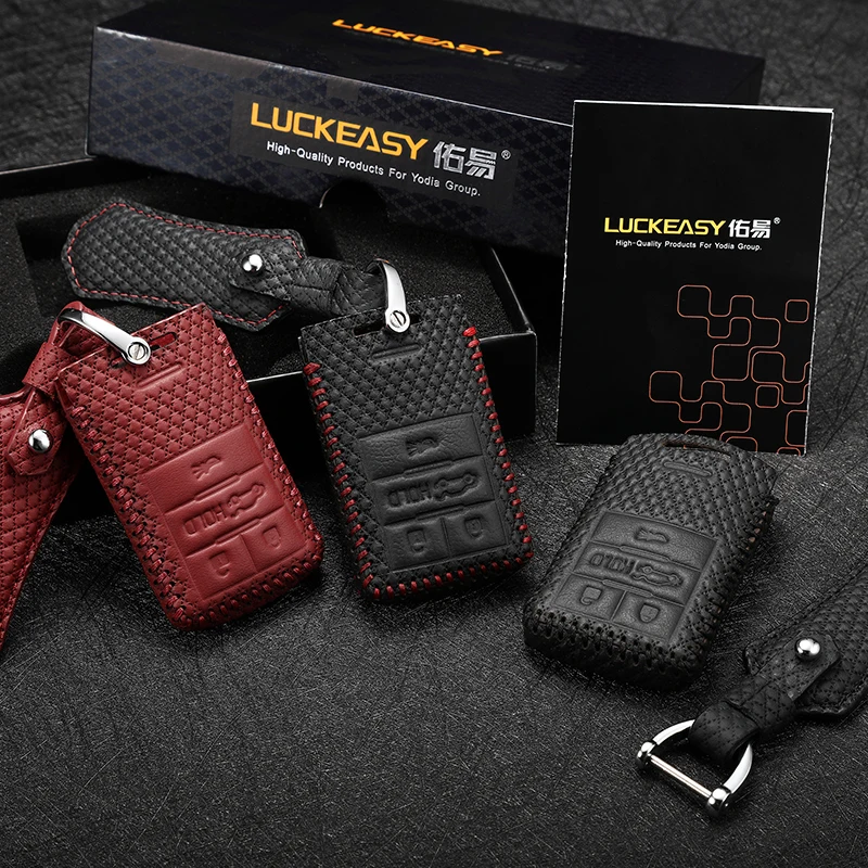 Luckeasy кожаный чехол для ключей Cadillac XTS ATSL SLS CTS XTS SRX 2013 4 кнопки дистанционного управления чехол G3