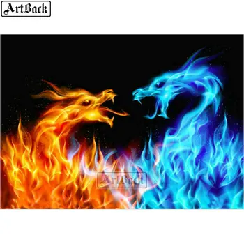 

Animal diamond painting ice fire two dragon pictures full square 5d diamond mosaic cross stitch home decoration