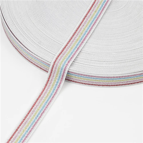 White color Эластичная лента 2,5 см яркие блестящие резинки шириной 25 мм для повязки на голову прочные штаны юбка пояс аксессуары для пошива одежды 1 м - Цвет: White color
