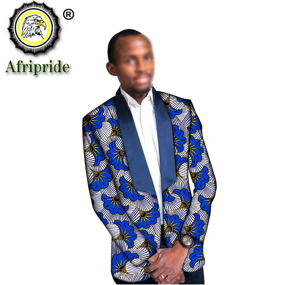 

African Clothes for Men Blazer Print Jacket Dashiki Coats One Button Slim Fit Formal Outwear Dress Suit for Wedding S2014003