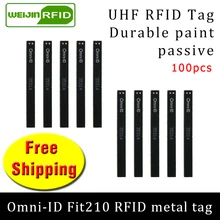 UHF RFID металлическая бирка omni-ID Fit210 915m 868mhz Alien H3 EPC 100 шт прочная краска длинные и тонкие пассивные RFID метки