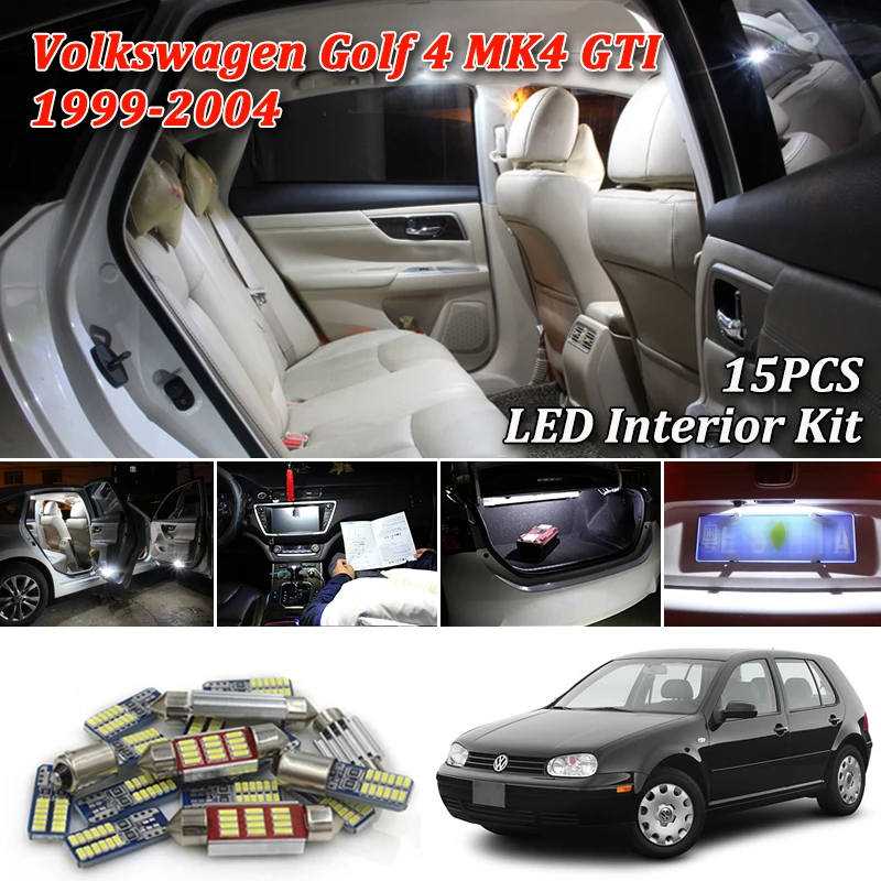 15X White Canbus led Car interior lights Package Kit for Volkswagen VW MK4 Golf 4 GTI Car LED Light Interior Kit 1999-2004
