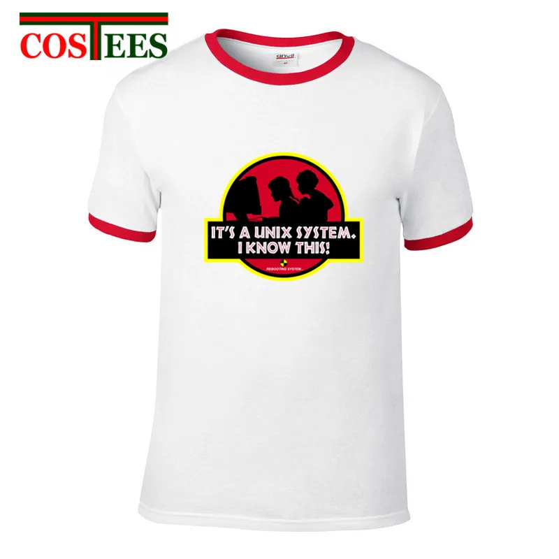 Забавный дизайн Юрского периода Unix System Park футболки мужские комические Hombre Топы