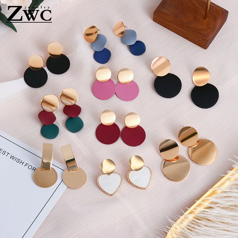 ZWCX, модные корейские серьги-капли для женщин, геометрические металлические золотые Висячие серьги, современные ювелирные изделия