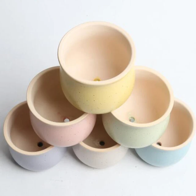 6 Colors Simple Pure Color Ceramic Planter Fleshy Plant Pot Flower Plant Vase Micro Landscape Home Garden Decoration 4
