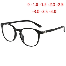 Черная рамка с защитой от УФ-излучения очки для близоруких Для женщин Для мужчин блокировки синий свет Овальный готовой близорукость очки 0-1,0-1,5-4,0