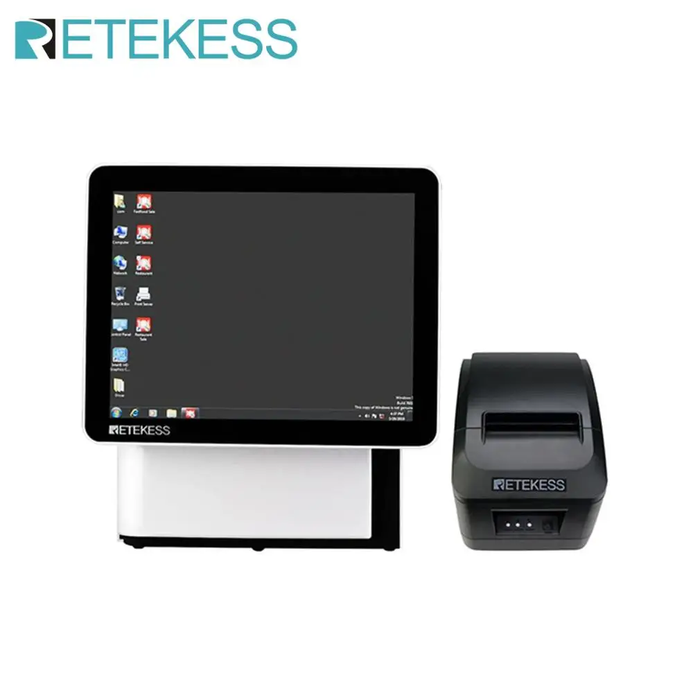 Retekess TD176 15-дюймовая сенсорная машина для заказа + черный термопринтер TD022 система