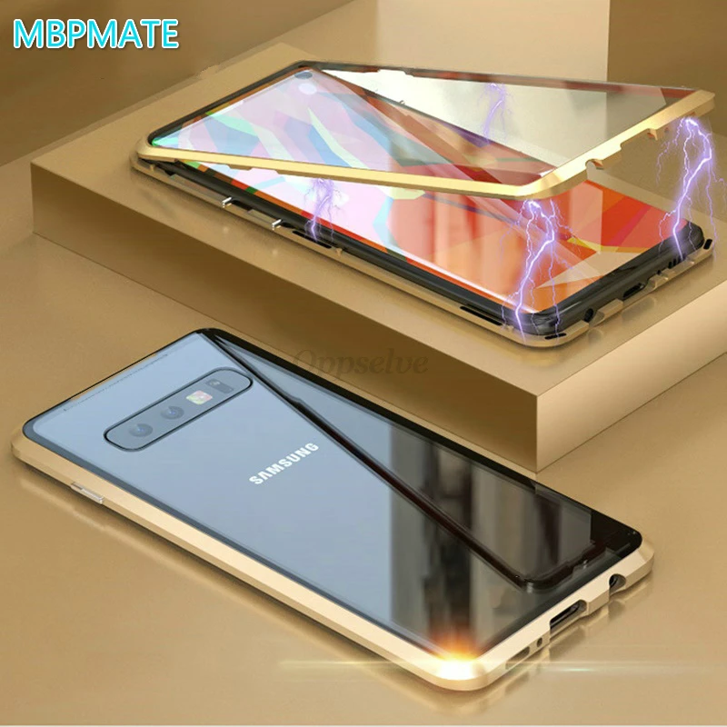 360 двухсторонний стеклянный Магнитный чехол для Samsung Galaxy S10 S9 S8 Plus + закаленное