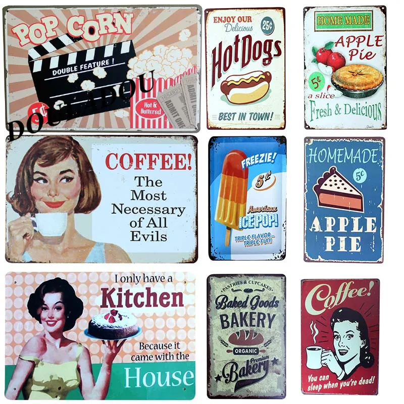 [Douladou] CUPCAKE QUEEN Metal Poster Cake Painting Art Home Decor Retro Tin Sign For Shop Vintage 20x30CM | Дом и сад