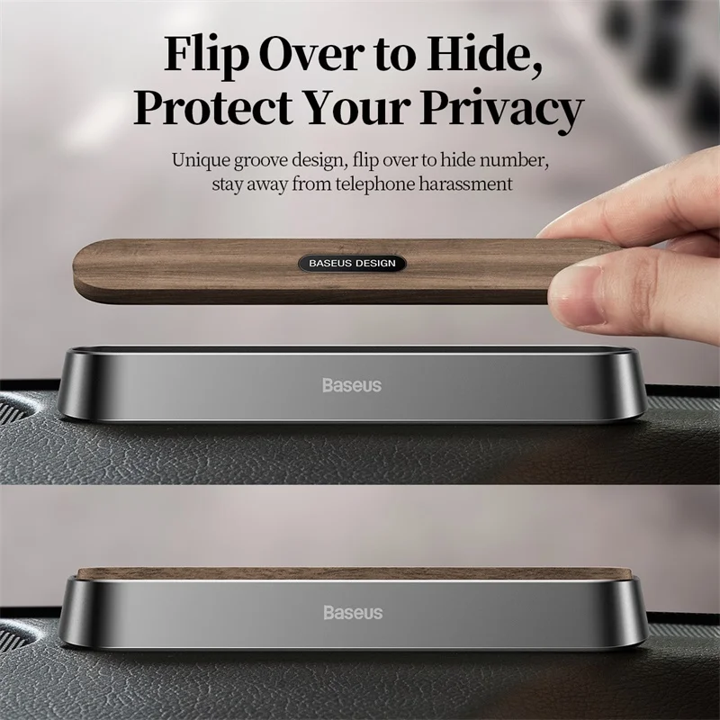 Tanie Baseus Alloy Car tymczasowa karta parkingowa drewniany telefon wizytówka z numerem telefonu magnes odwróć numery telefonów akcesoria do wnętrza samochodu