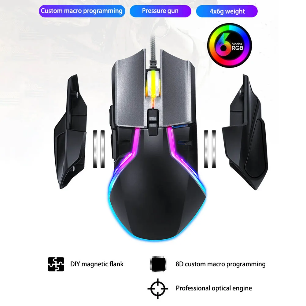 Проводная игровая мышь Механическая игровая эргономичная мышь 8 клавиш USB мышь для ноутбука