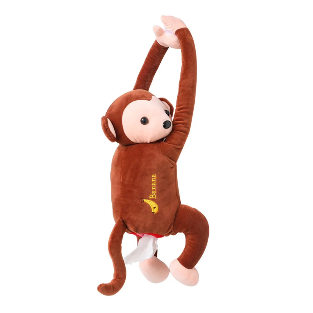 Милый Забавный дизайн креативного животного в форме обезьяны мультфильм бумажная салфетка для салфеток домик на колесах Авто универсальные интерьерные сумки