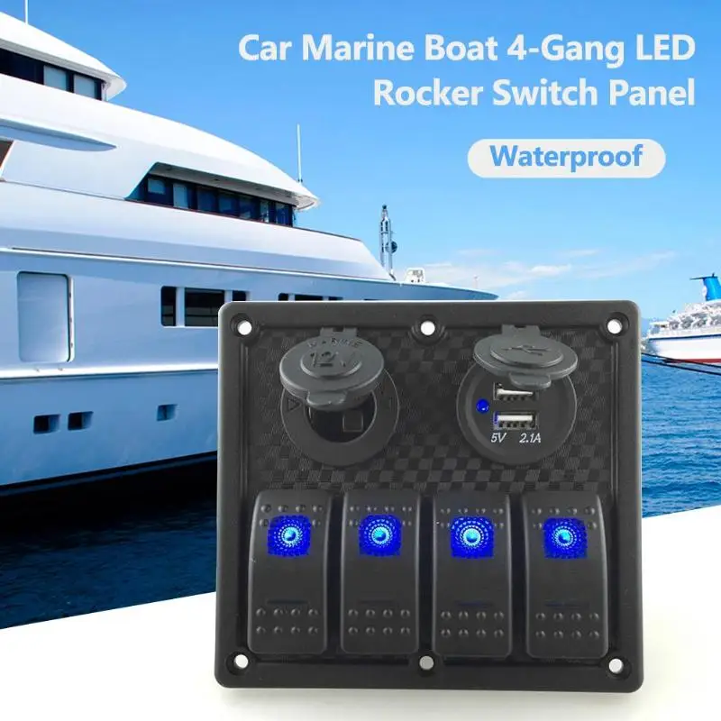 12V 24V Водонепроницаемый Автомобиля Морской 4 Gang кулисный переключатель Панель зарядка с usb-разъемом