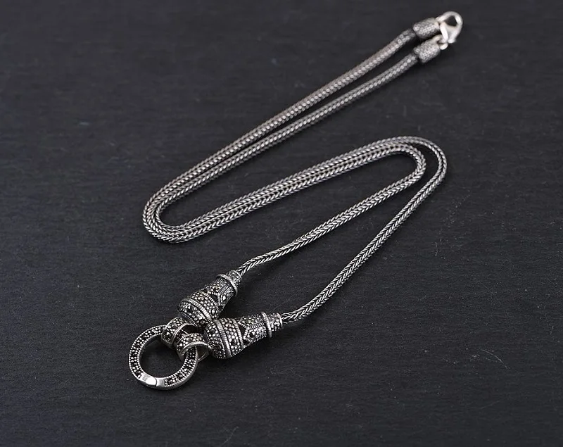 Ожерелье из серебра 100% пробы тайское серебряное ожерелье с подвеской ципаном