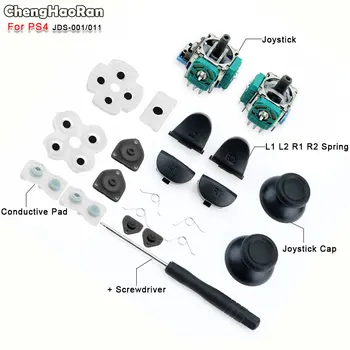 

ChengHaoRan For PS4 Controller L1 R1 L2 R2 Trigger Buttons 3D Analog Joystick Thumb Sticks Cap Conductive Rubber Screwdriver Kit