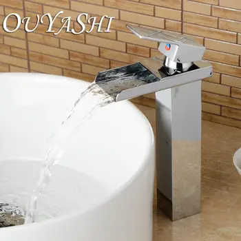 

OUYASHI bathroom basin faucet water tap water fall deck mounted sinlge handle single hole countertop