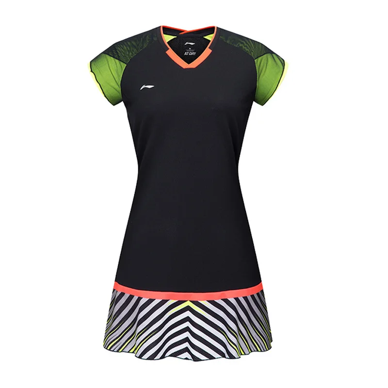 Клиренс) Li-Ning женское платье для соревнований по бадминтону, национальная команда спонсора, подкладка на сухое Спортивное платье ASKN032 WQS2241