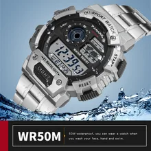 Relogio masculino спортивные часы reloj hombre цифровые легированные стальные со светящимися многофункциональные водоотталкивающие модные электронные часы