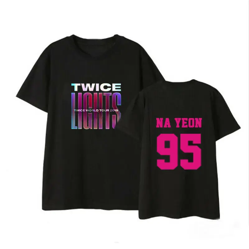 Женская футболка ALLKPOPER KPOP Юко корейская два раза такая же 2019 WORLD TOUR TWICELIGHTS с