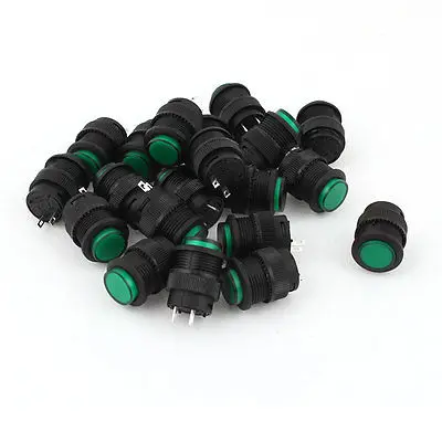 

20 x R16-503A SPST ON/OFF Latching NO Green Round Push Button Switch 250V 3A