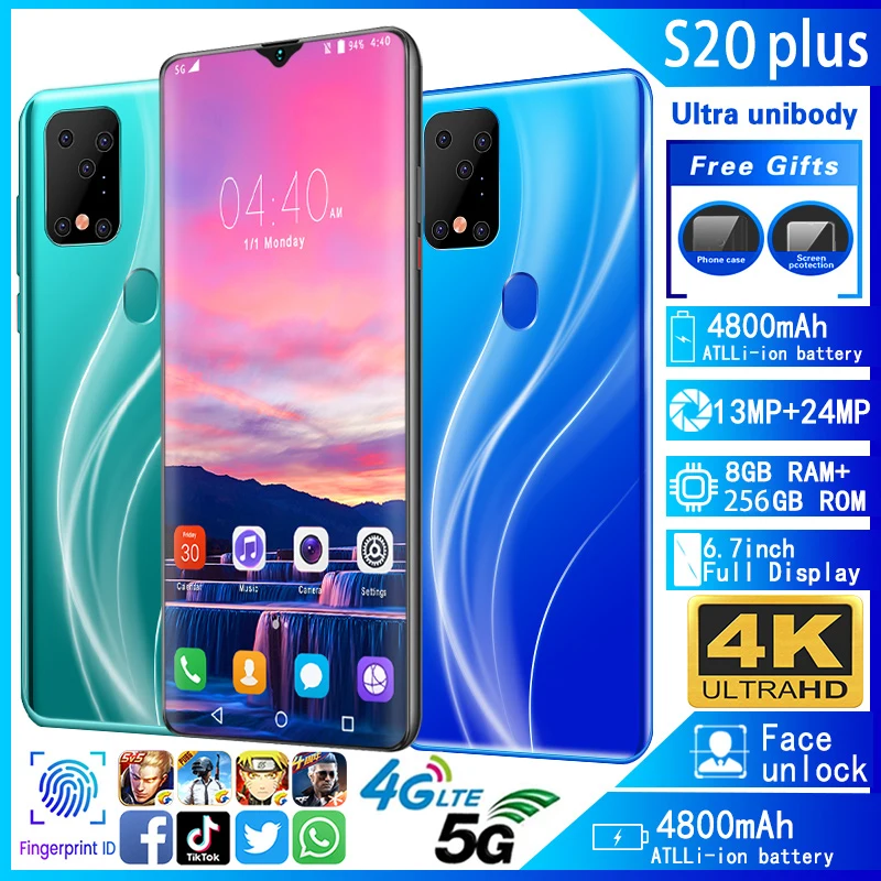 Мобильные телефоны Galay S20plus 5G сеть 8 ГБ ОЗУ 128 Гб ПЗУ Восьмиядерный 5 камер Snapdragon 855