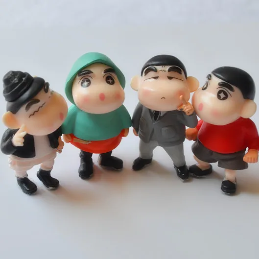 2 набора 8 шт Мультфильм Crayon Shin-chan персонаж из смолы для брелока Widget украшения DIY ручные принадлежности