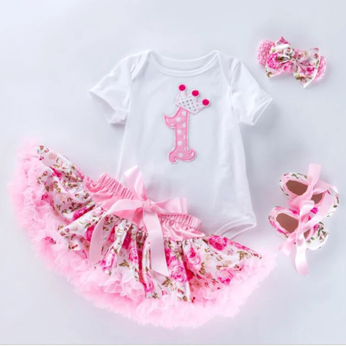 Комплект с платьем на день рождения для маленьких девочек 1 год, новая летняя хлопковая одежда для маленьких детей платья для первого 1 года крестины день рождения для маленьких девочек