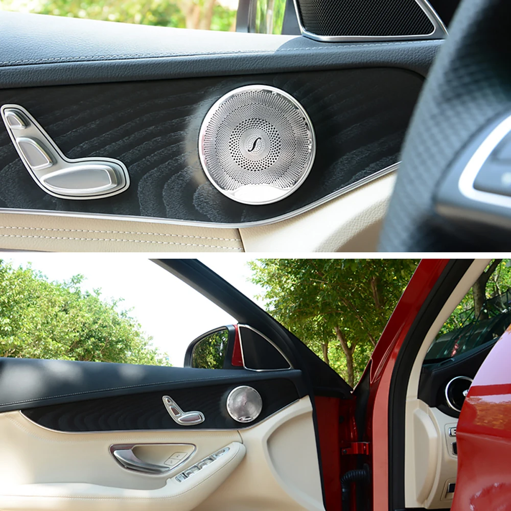 4pcs car audio speaker stickers for Mercedes Benz GLC 2016 E class W213 C class W205 door loud speaker twetter trim radio cover 4pcs car audio speaker stickers for Mercedes Benz GLC 2016 E class W213 C class W205 door loud speaker twetter trim radio cover