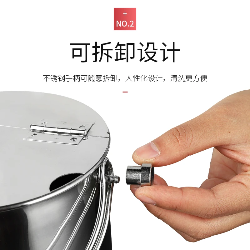 Aixiangru-Sweet Water Bucket,Thickened Stainless Steel Clamshell with Lid,Portable Ice Bucket, Bubble Tea Sugar Storage,3L,20cm